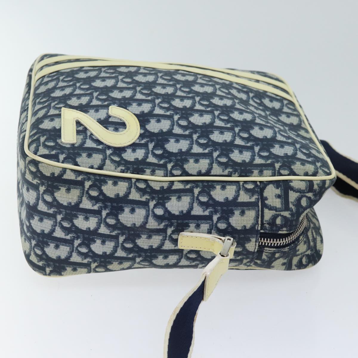 Christian Dior Trotter Canvas Shoulder Bag Navy Auth mr110