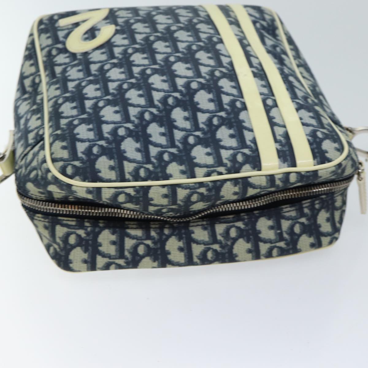 Christian Dior Trotter Canvas Shoulder Bag Navy Auth mr110