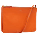 CELINE Trio Shoulder Bag Leather Orange Auth mr1104-1