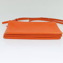 CELINE Trio Shoulder Bag Leather Orange Auth mr1104-5