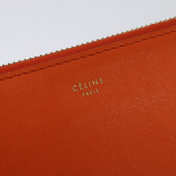 CELINE Trio Shoulder Bag Leather Orange Auth mr1104
