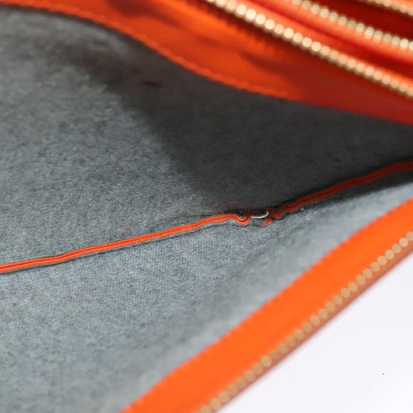 CELINE Trio Shoulder Bag Leather Orange Auth mr1104