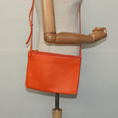 CELINE Trio Shoulder Bag Leather Orange Auth mr1104-29