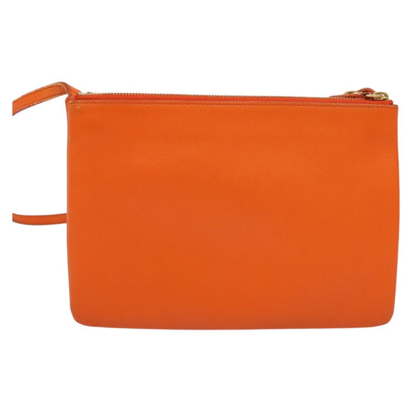 CELINE Trio Shoulder Bag Leather Orange Auth mr1104