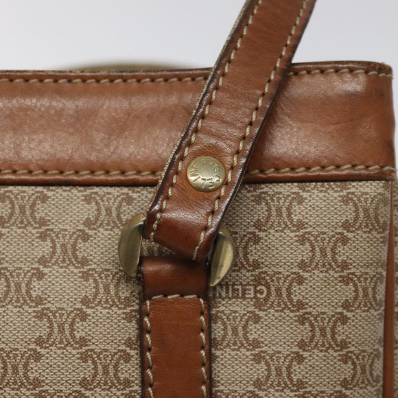 CELINE Macadam Canvas Hand Bag Beige Gold Auth mr1105