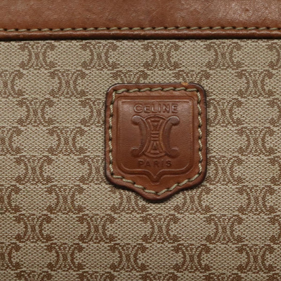 CELINE Macadam Canvas Hand Bag Beige Gold Auth mr1105