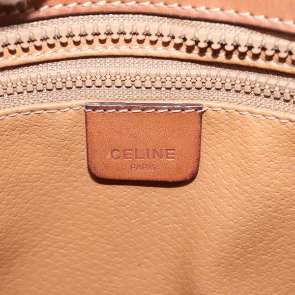 CELINE Macadam Canvas Hand Bag Beige Gold Auth mr1105