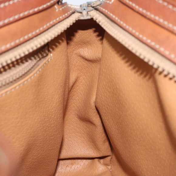 CELINE Macadam Canvas Hand Bag Beige Gold Auth mr1105