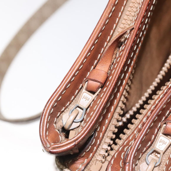 CELINE Macadam Canvas Hand Bag Beige Gold Auth mr1105