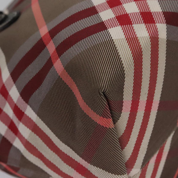 BURBERRY Nova Check Blue Label Hand Bag Nylon Red Brown Auth mr1107