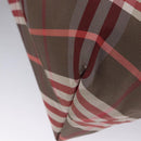 BURBERRY Nova Check Blue Label Hand Bag Nylon Red Brown Auth mr1107-13