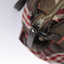 BURBERRY Nova Check Blue Label Hand Bag Nylon Red Brown Auth mr1107-15