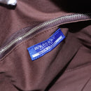 BURBERRY Nova Check Blue Label Hand Bag Nylon Red Brown Auth mr1107-16