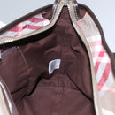 BURBERRY Nova Check Blue Label Hand Bag Nylon Red Brown Auth mr1107-18