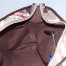 BURBERRY Nova Check Blue Label Hand Bag Nylon Red Brown Auth mr1107-19