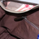 BURBERRY Nova Check Blue Label Hand Bag Nylon Red Brown Auth mr1107-20