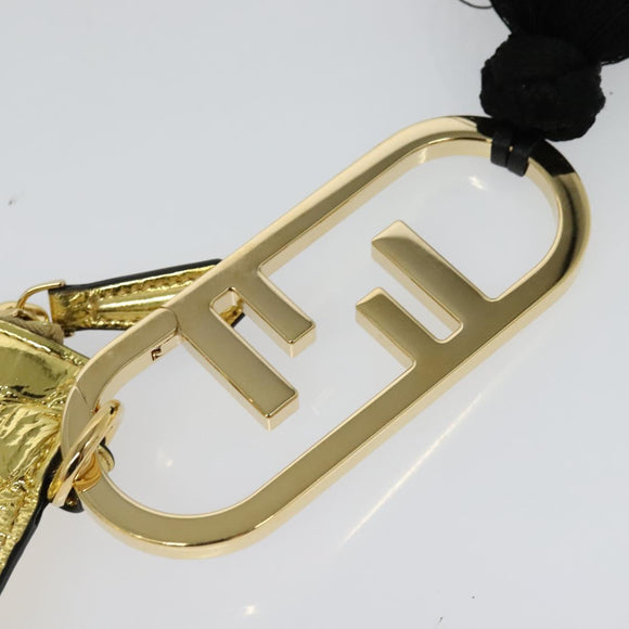 FENDI Clutch Bag Leather Brown Gold Auth mr1110V