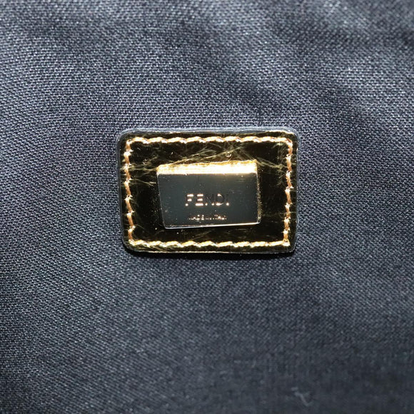 FENDI Clutch Bag Leather Brown Gold Auth mr1110V