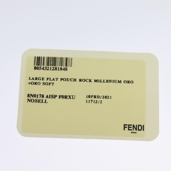 FENDI Clutch Bag Leather Brown Gold Auth mr1110V