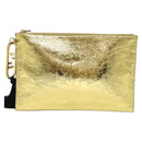 FENDI Clutch Bag Leather Brown Gold Auth mr1110V-13