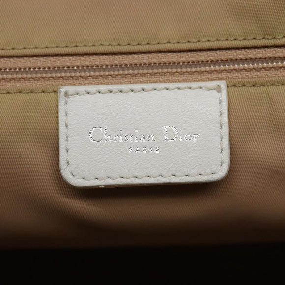 Christian Dior Trotter Canvas Tote Bag White Silver Auth mr1118V