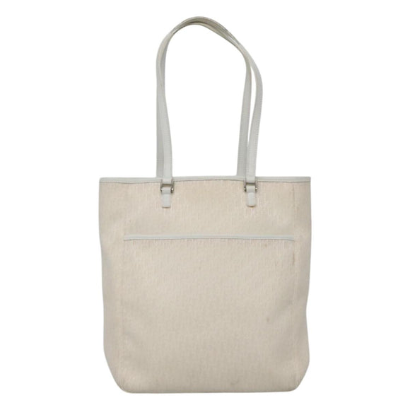 Christian Dior Trotter Canvas Tote Bag White Silver Auth mr1118V