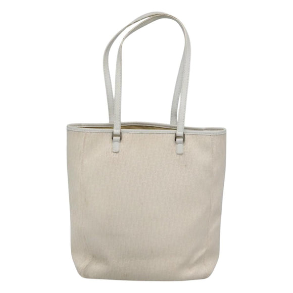 Christian Dior Trotter Canvas Tote Bag White Silver Auth mr1118V