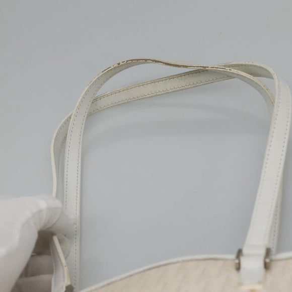 Christian Dior Trotter Canvas Tote Bag White Silver Auth mr1118V