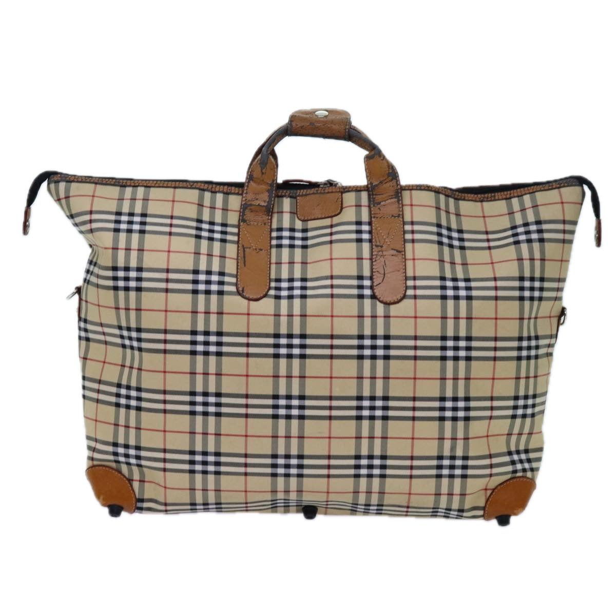 BURBERRY Nova Check Boston Bag Canvas Beige Auth mr112 - 0