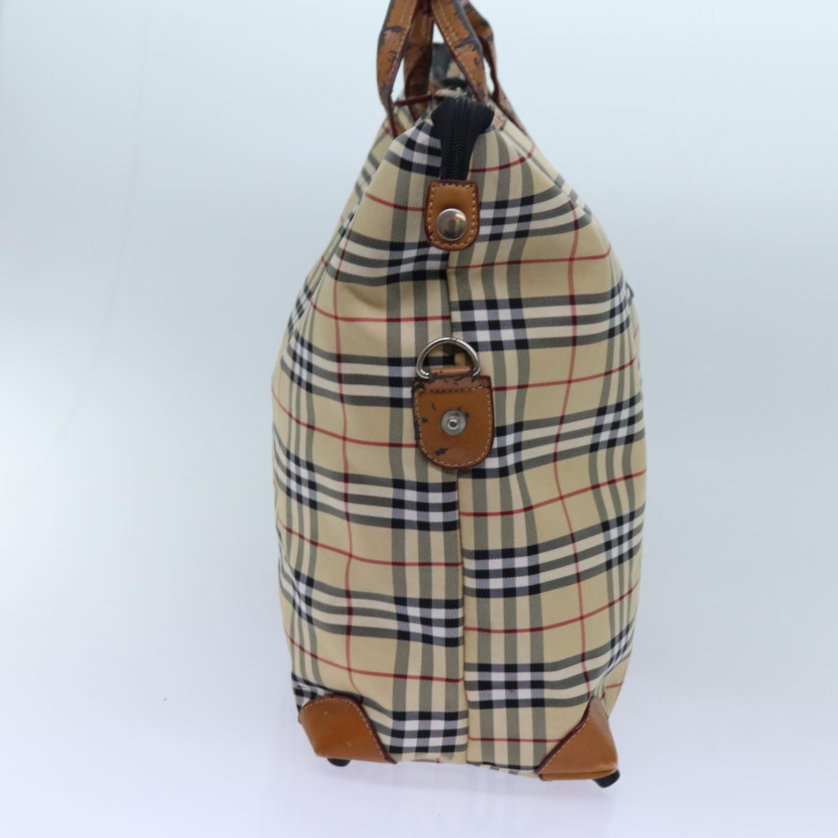 BURBERRY Nova Check Boston Bag Canvas Beige Auth mr112