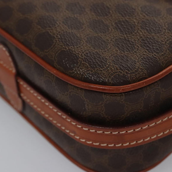 CELINE Macadam Canvas Shoulder Bag PVC Leather Brown Gold Auth mr1125