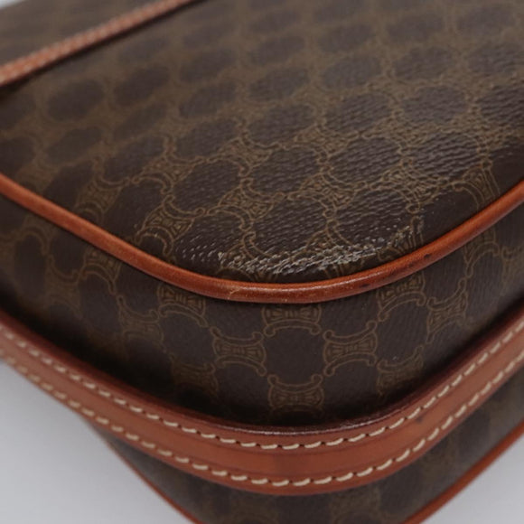 CELINE Macadam Canvas Shoulder Bag PVC Leather Brown Gold Auth mr1125