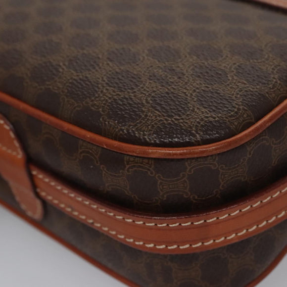 CELINE Macadam Canvas Shoulder Bag PVC Leather Brown Gold Auth mr1125