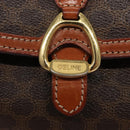 CELINE Macadam Canvas Shoulder Bag PVC Leather Brown Gold Auth mr1125-17