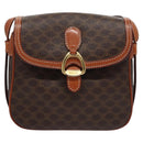 CELINE Macadam Canvas Shoulder Bag PVC Leather Brown Gold Auth mr1125-13