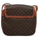 CELINE Macadam Canvas Shoulder Bag PVC Leather Brown Gold Auth mr1125-2