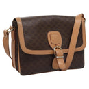 CELINE Macadam Canvas Shoulder Bag PVC Leather Brown Gold Auth mr1129-1