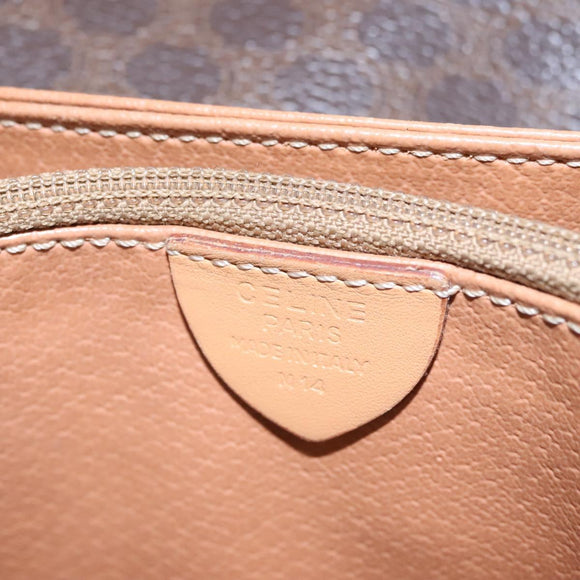 CELINE Macadam Canvas Shoulder Bag PVC Leather Brown Gold Auth mr1129