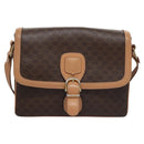 CELINE Macadam Canvas Shoulder Bag PVC Leather Brown Gold Auth mr1129-13