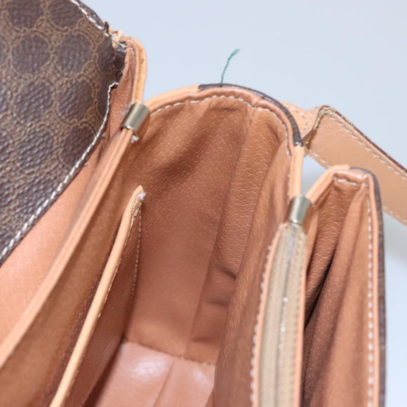 CELINE Macadam Canvas Shoulder Bag PVC Leather Brown Gold Auth mr1129