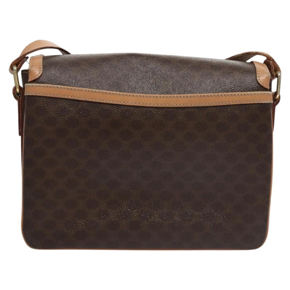 CELINE Macadam Canvas Shoulder Bag PVC Leather Brown Gold Auth mr1129