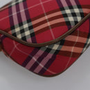 BURBERRY Nova Check Blue Label Accessory Pouch Nylon Red Brown Auth mr1139-9