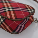 BURBERRY Nova Check Blue Label Accessory Pouch Nylon Red Brown Auth mr1139-14