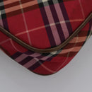 BURBERRY Nova Check Blue Label Accessory Pouch Nylon Red Brown Auth mr1139-15