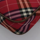 BURBERRY Nova Check Blue Label Accessory Pouch Nylon Red Brown Auth mr1139-16
