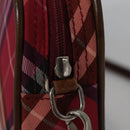 BURBERRY Nova Check Blue Label Accessory Pouch Nylon Red Brown Auth mr1139-10
