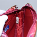 BURBERRY Nova Check Blue Label Accessory Pouch Nylon Red Brown Auth mr1139-17