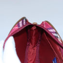 BURBERRY Nova Check Blue Label Accessory Pouch Nylon Red Brown Auth mr1139-18