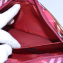 BURBERRY Nova Check Blue Label Accessory Pouch Nylon Red Brown Auth mr1139-19