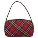 BURBERRY Nova Check Blue Label Accessory Pouch Nylon Red Brown Auth mr1139-13